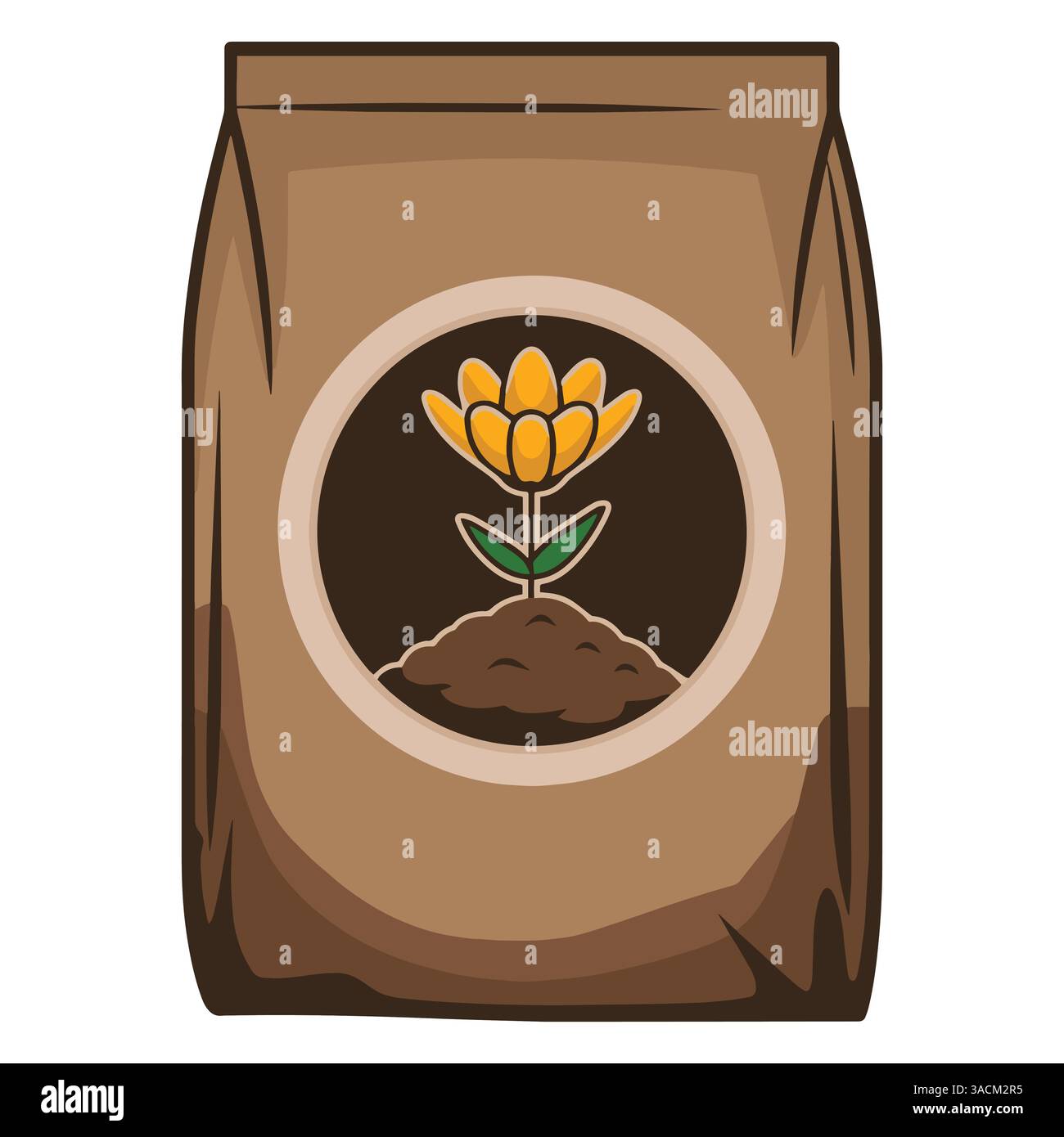 Icona sacchetto fertilizzante. Semplice illustrazione vettoriale isolata di un sacco con il simbolo della pianta, che rappresenta i nutrienti agricoli e le forniture per il giardinaggio. Illustrazione Vettoriale