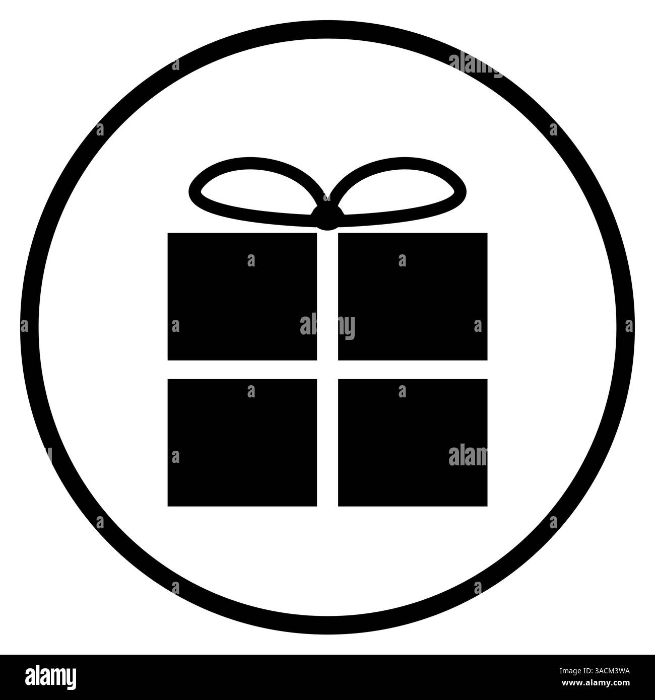 Simbolo regalo - icona piatta in cerchio per Natale, compleanno o sorpresa Foto Stock