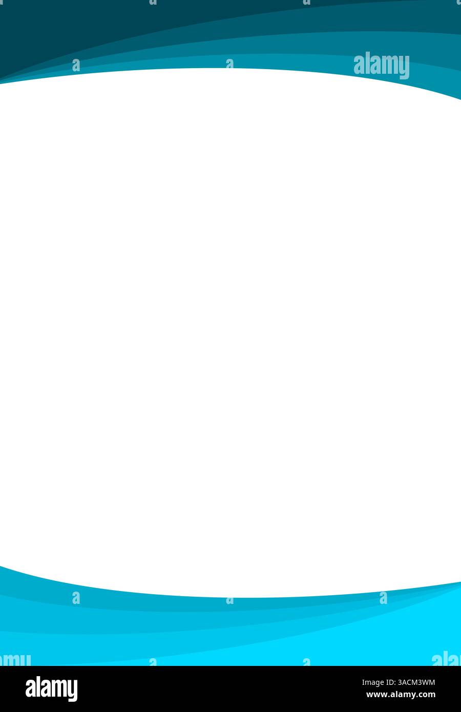 Modello di layout: Spazio di testo e cornice con sfumatura di colore blu scuro, blu, turchese e azzurro con curve Foto Stock