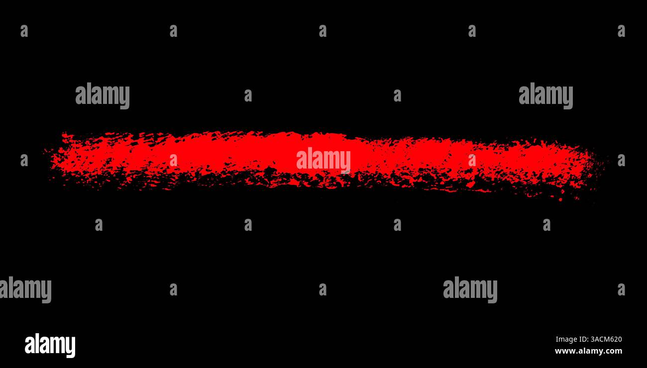 Striscia grunge dipinta di rosso su sfondo nero Foto Stock