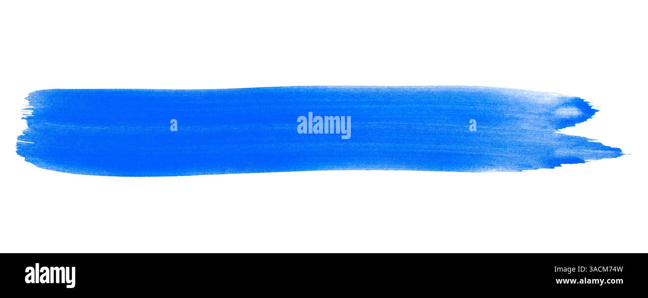 Pennellate le strisce con vernice blu - verniciate rapidamente con un pennello e un acquerello Foto Stock