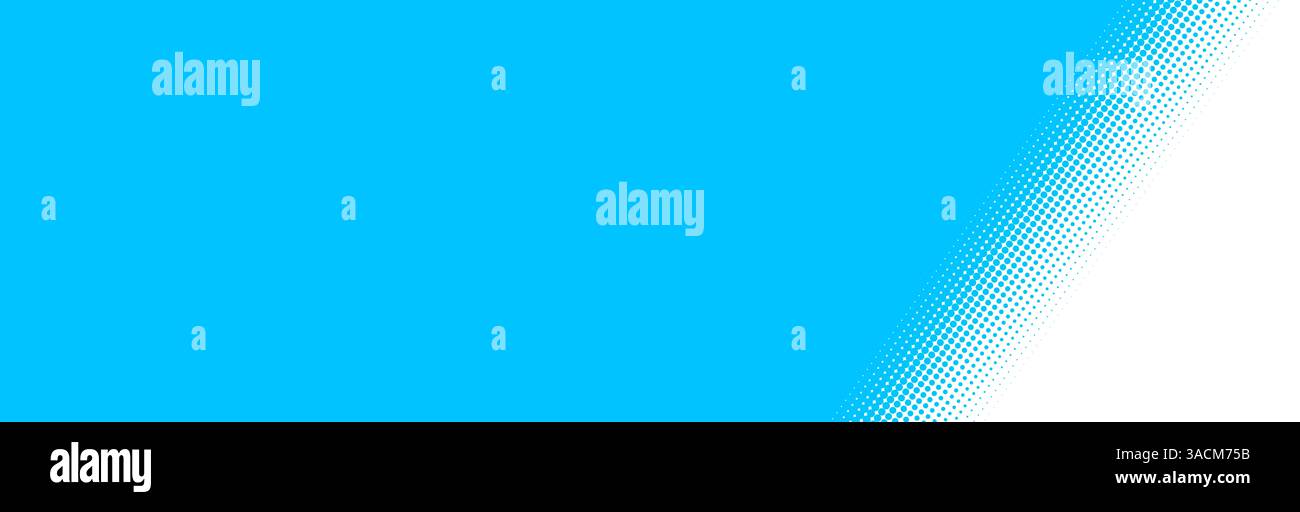 Banner blu chiaro ampio con spazio di testo e bordo diagonale dei punti Foto Stock