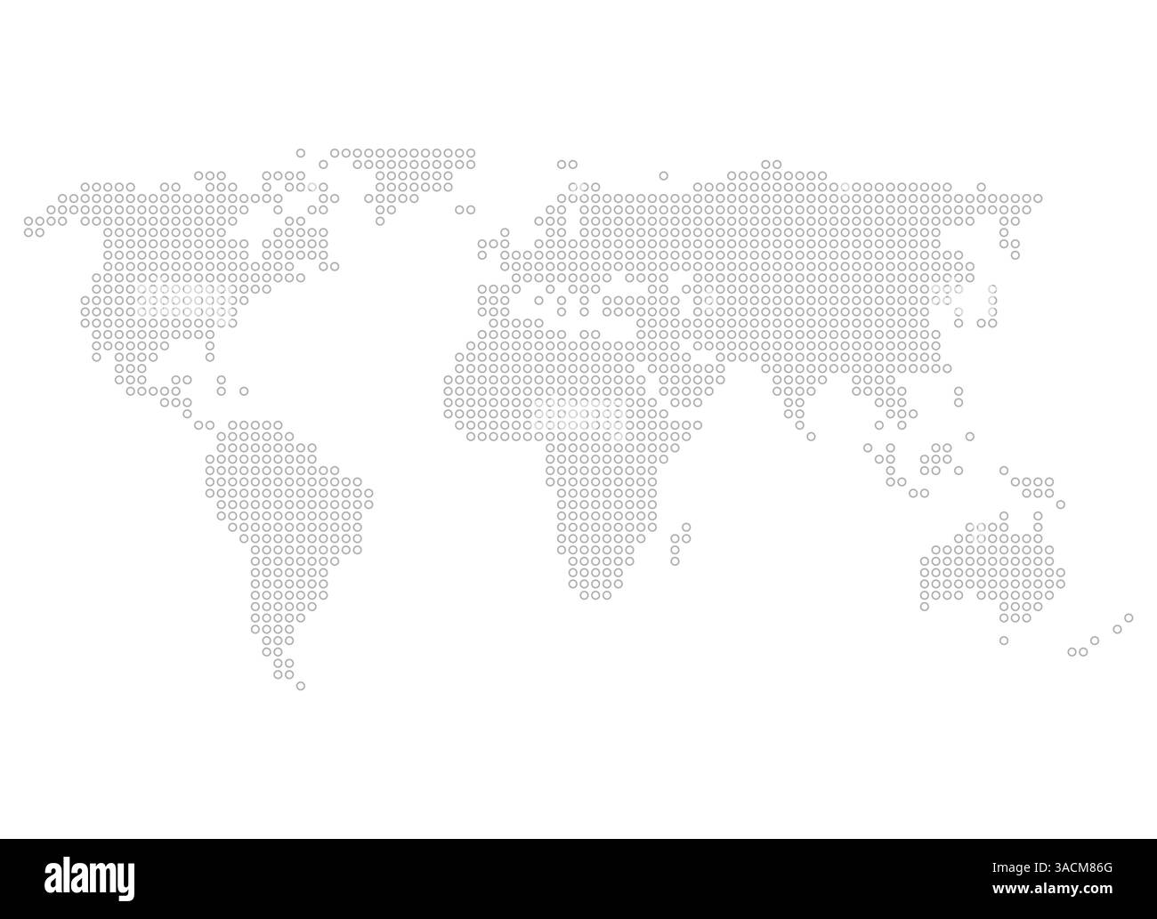 Mappa del mondo fatta di piccoli punti grigi Foto Stock
