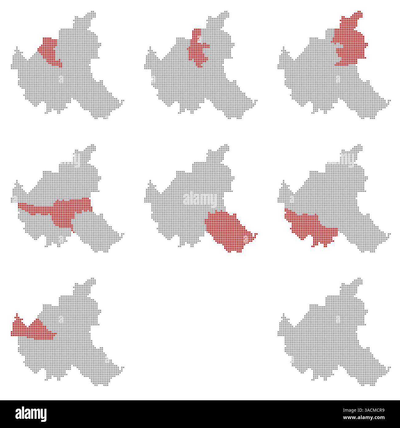 Serie con mappa dei quartieri di Amburgo Foto Stock