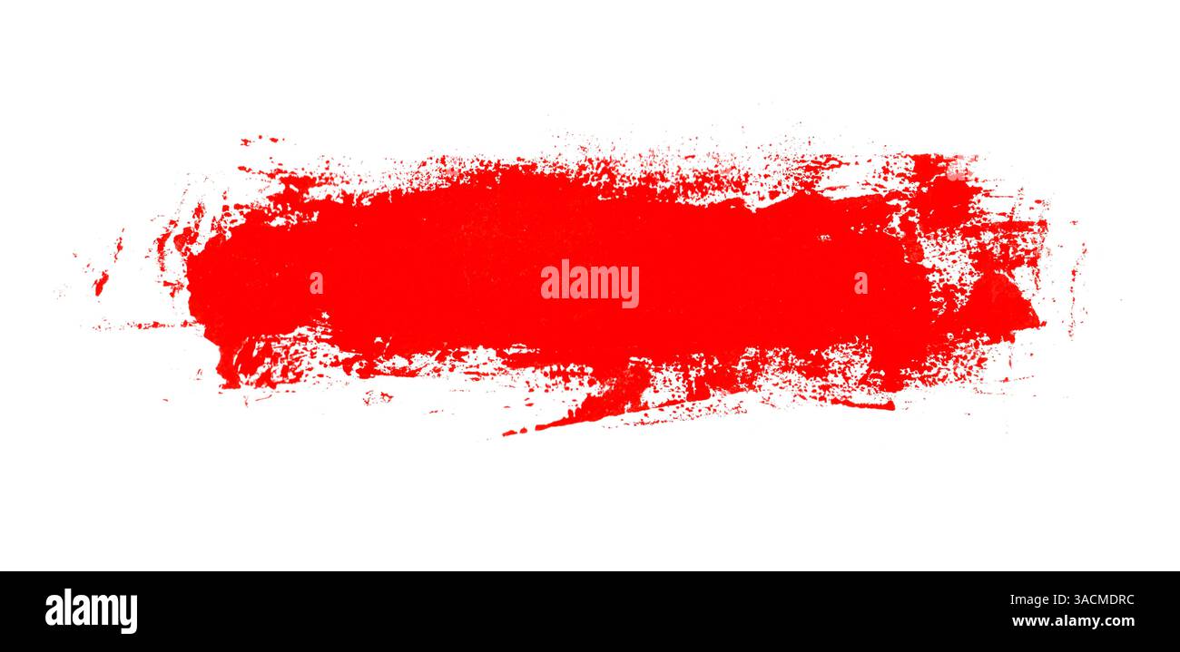 Striscia isolata disordinata con pennellate o graffiti con vernice rossa Foto Stock