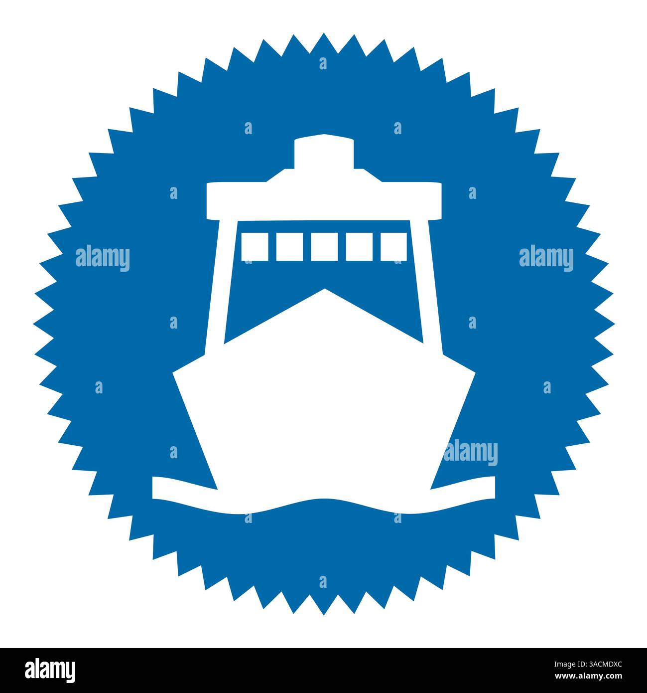 Il bottone isolato blu a forma di stella mostra la nave Foto Stock