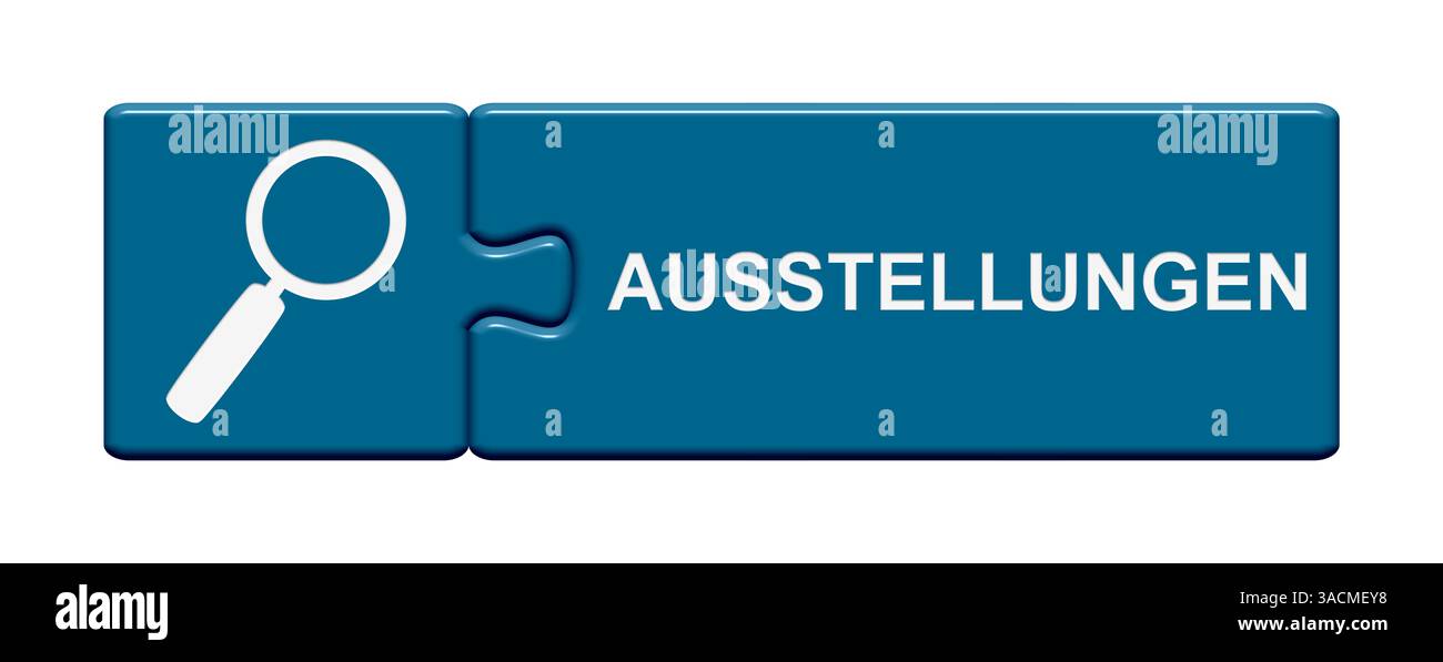 Pulsante puzzle in due pezzi mostra la ricerca di mostre Foto Stock