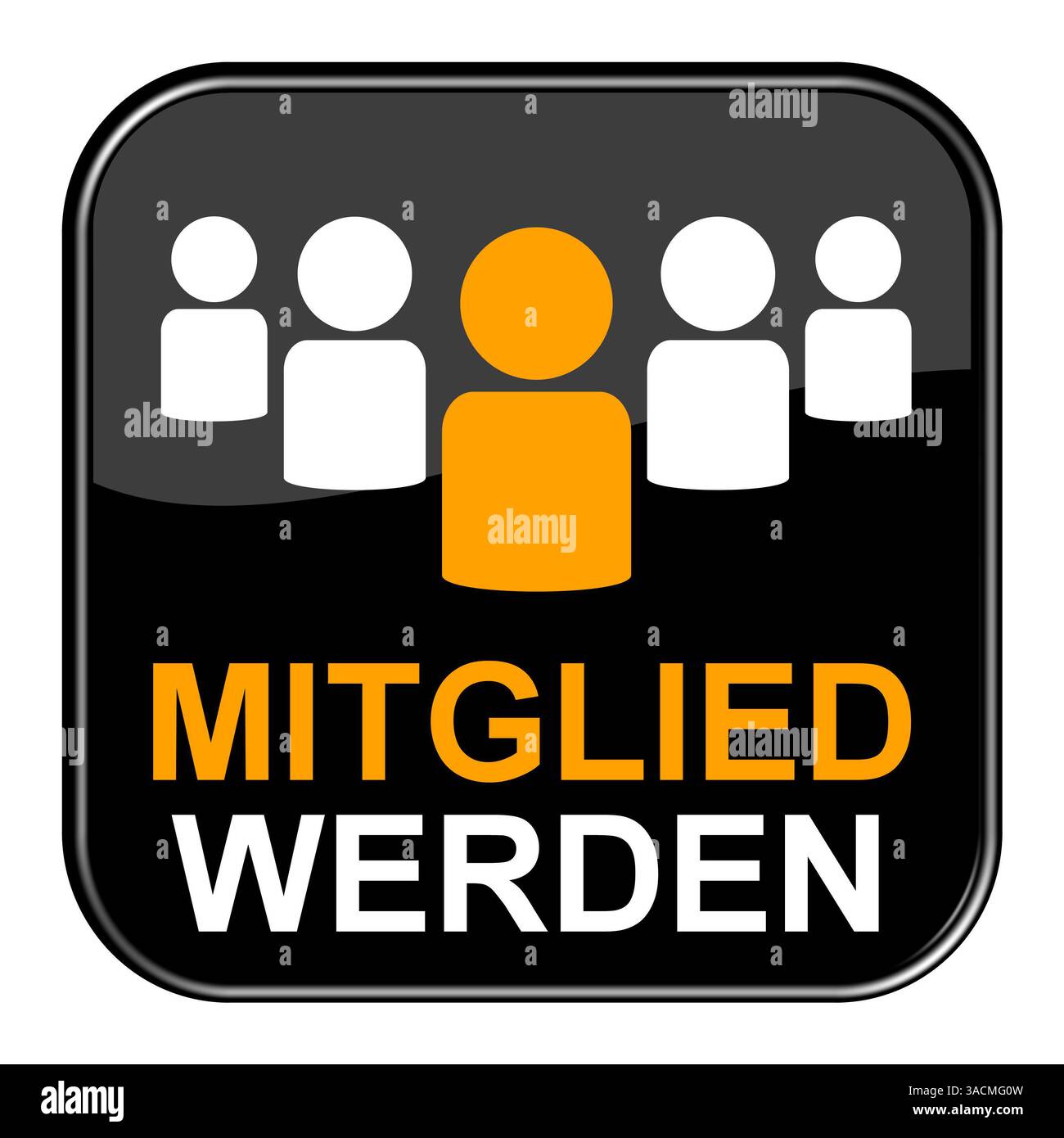 Viene visualizzato il pulsante nero isolato con il simbolo Foto Stock