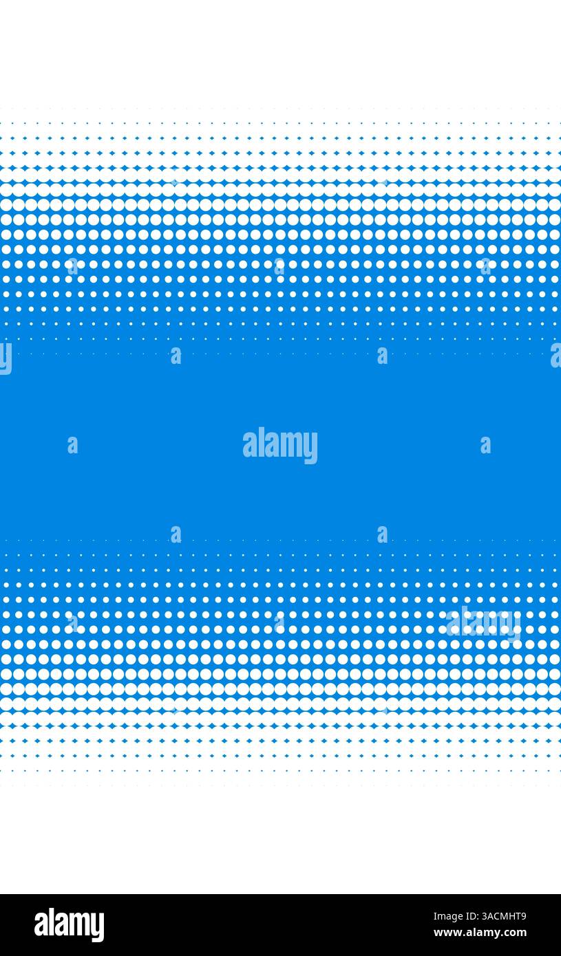 Area di colore blu con transizione delicata di punti grandi e piccoli su sfondo bianco Foto Stock