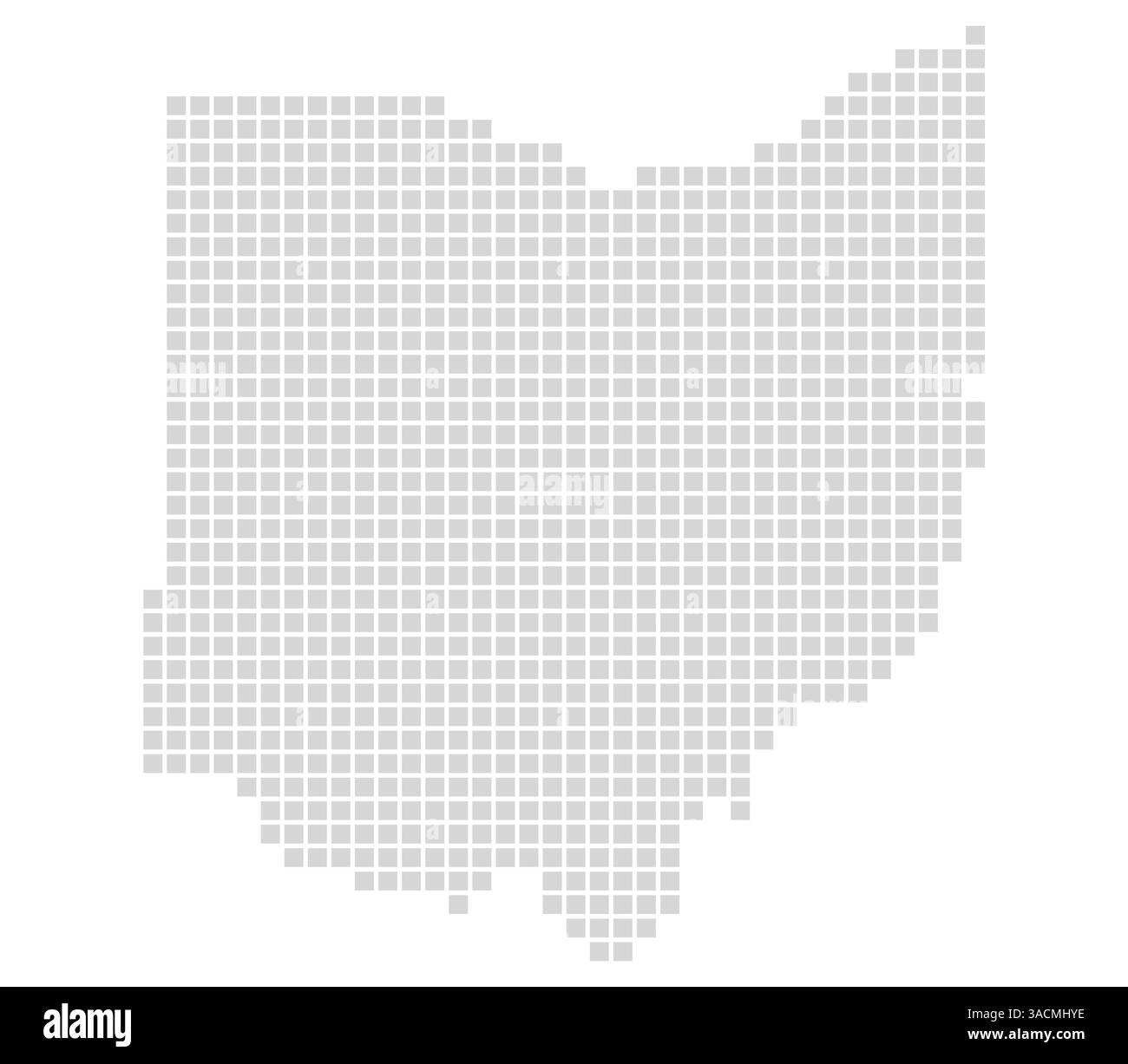 La mappa isolata dei pixel grigi mostra il profilo dello stato americano dell'Ohio Foto Stock