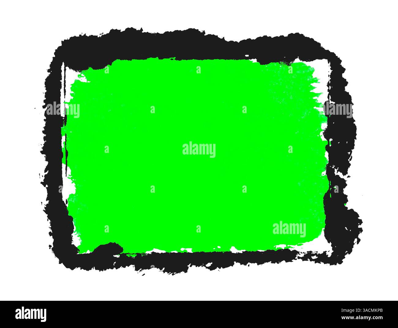 Bordo nero dipinto a mano con area del pennello verde come sfondo con spazio di testo Foto Stock