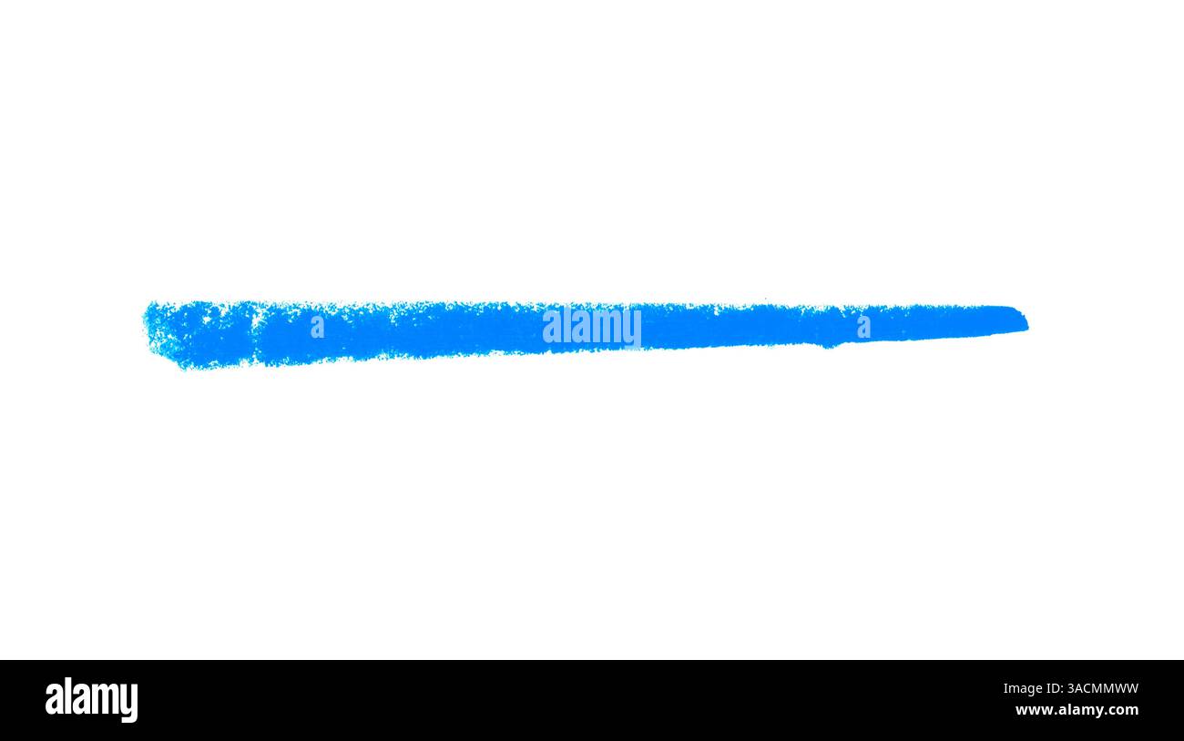 Lunga linea blu tracciata con gesso come marcatore, linea o da sottolineare Foto Stock