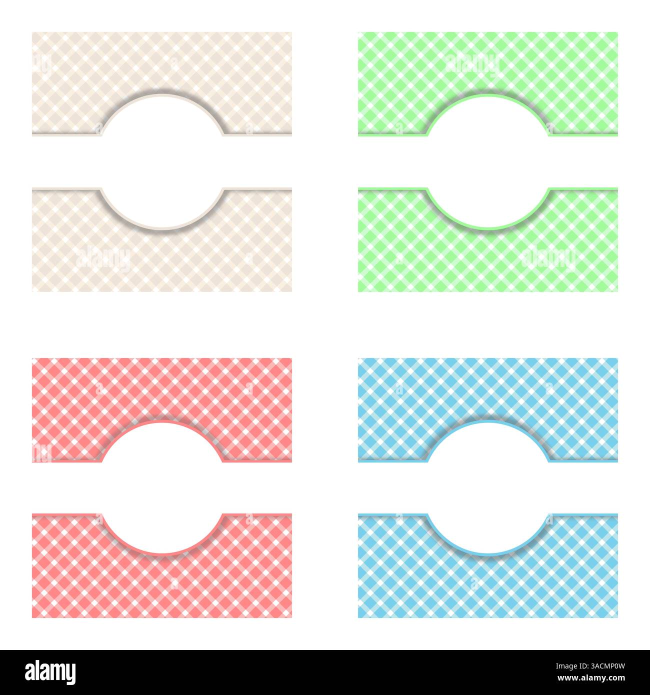 4 motivi di tovaglia colorati con spazio di testo marrone verde rosso blu Foto Stock