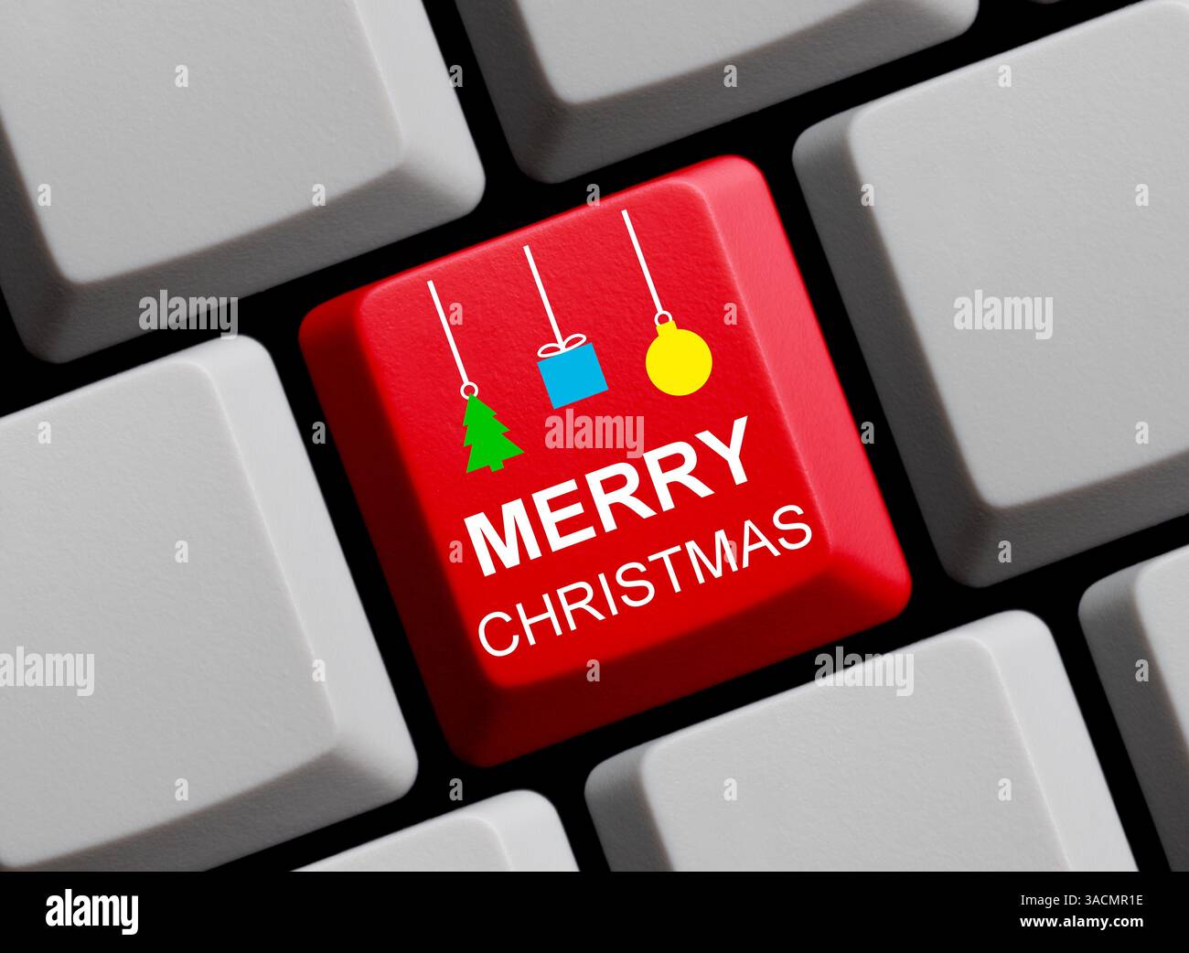 La tastiera blu del computer mostra buon Natale Foto Stock