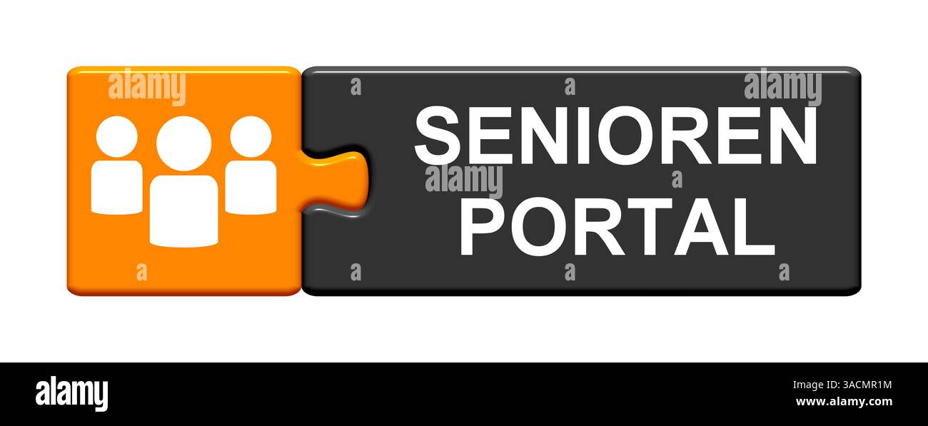 Il pulsante a due pezzi isolato con il simbolo mostra il portale senior Foto Stock