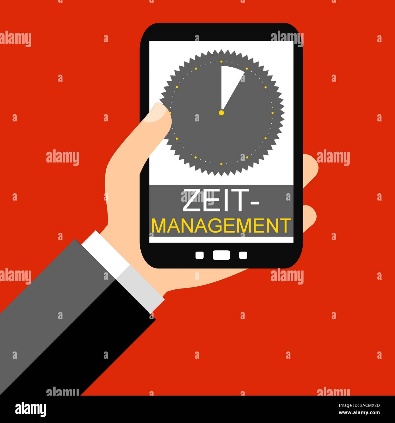 Con lo smartphone: Gestione del tempo - design piatto Foto Stock