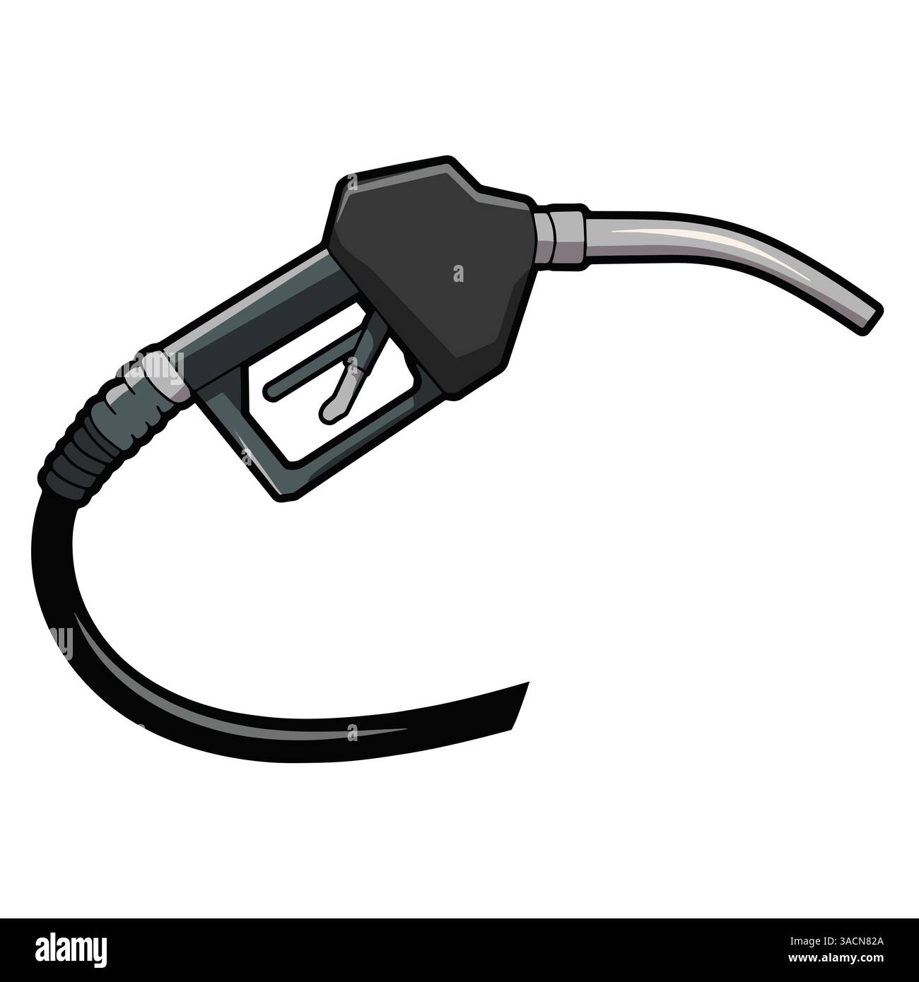 Illustrazione vettoriale di un ugello di rifornimento per benzina, diesel o gas, isolato su sfondo bianco. Perfetto per stazioni di servizio, energia e trasporti Illustrazione Vettoriale