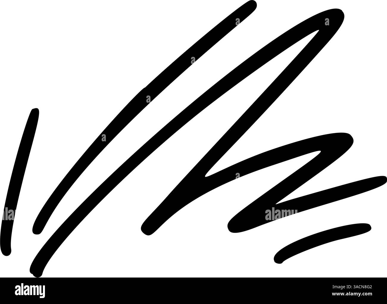 Linee di movimento comiche e forme espressive con divertenti effetti grafici. Elementi di cartoni animati disegnati a mano, tra cui frecce, segni e tratti di pennello. Piatto Illustrazione Vettoriale