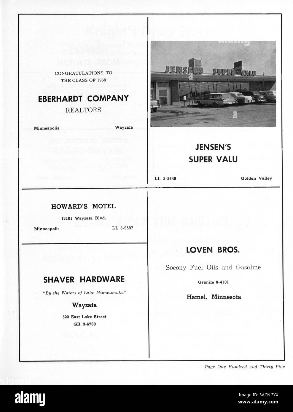 Wayako 58, il Wayzata High School Yearbook del 1958, mette in evidenza le attività, gli studenti, la facoltà, i club, ed eventi dell'anno scolastico 1957-1958. Foto Stock