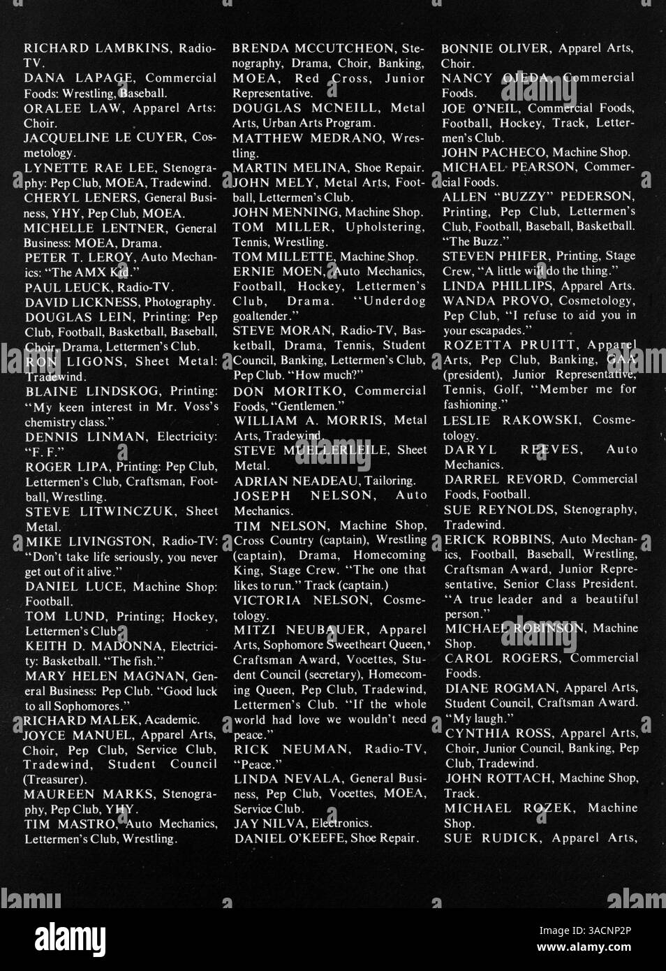 Questo annuario del 1971 mette in evidenza la vita studentesca, i club, lo sport e gli eventi significativi durante l'anno accademico 1970-1971, con una particolare attenzione ai contributi della cultura afroamericana all'ambiente scolastico. Foto Stock
