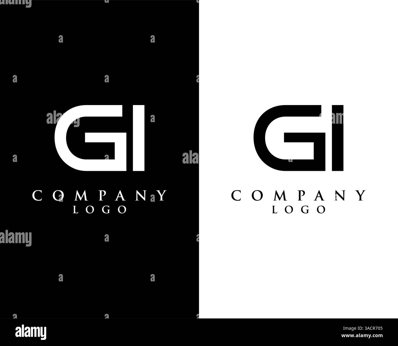 Lettera gi iniziale, vettore disegno modello logo IG Illustrazione Vettoriale