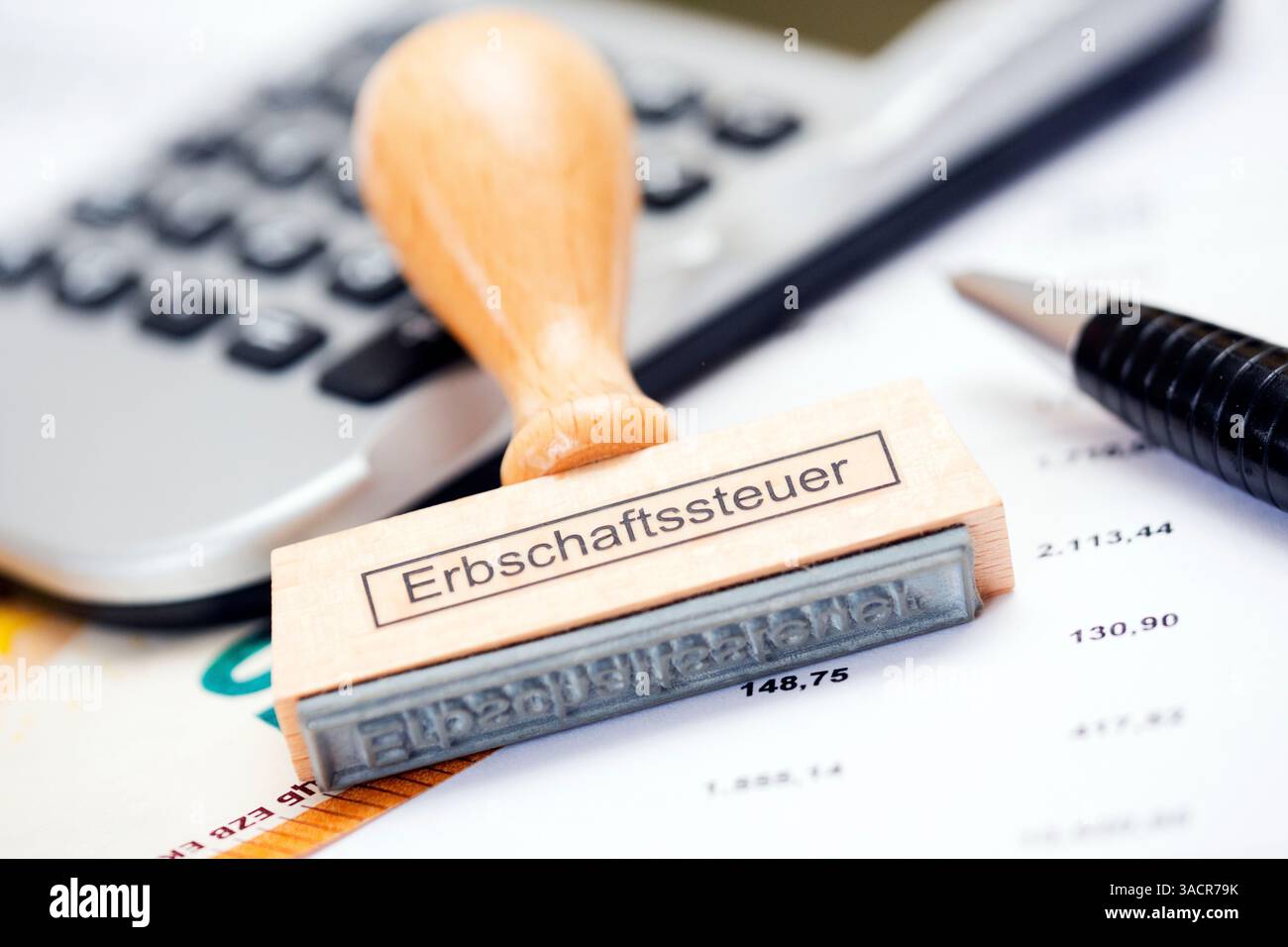 Timbrare con l'imposta di successione dell'iscrizione Foto Stock