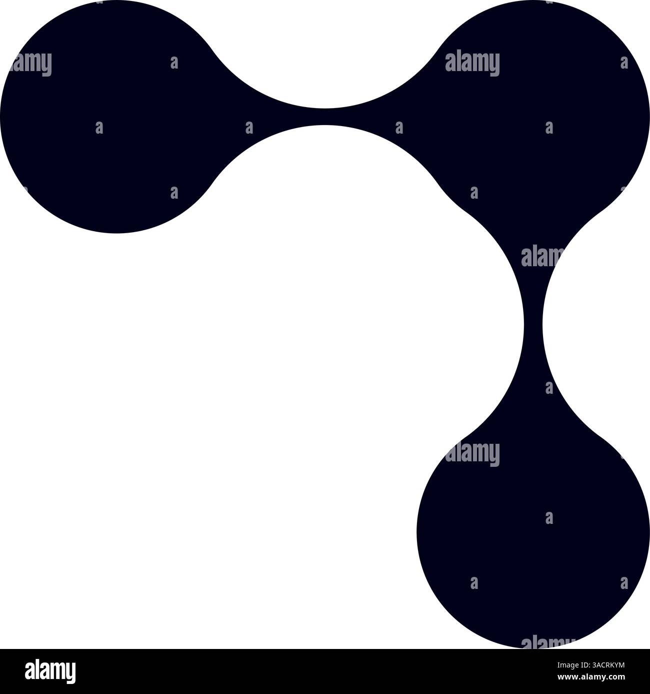 Schema di connessione organico con molecole di metaball. Forme geometriche di blob e punti fluidi. Illustrazione vettoriale piatta isolata su sfondo bianco. Illustrazione Vettoriale