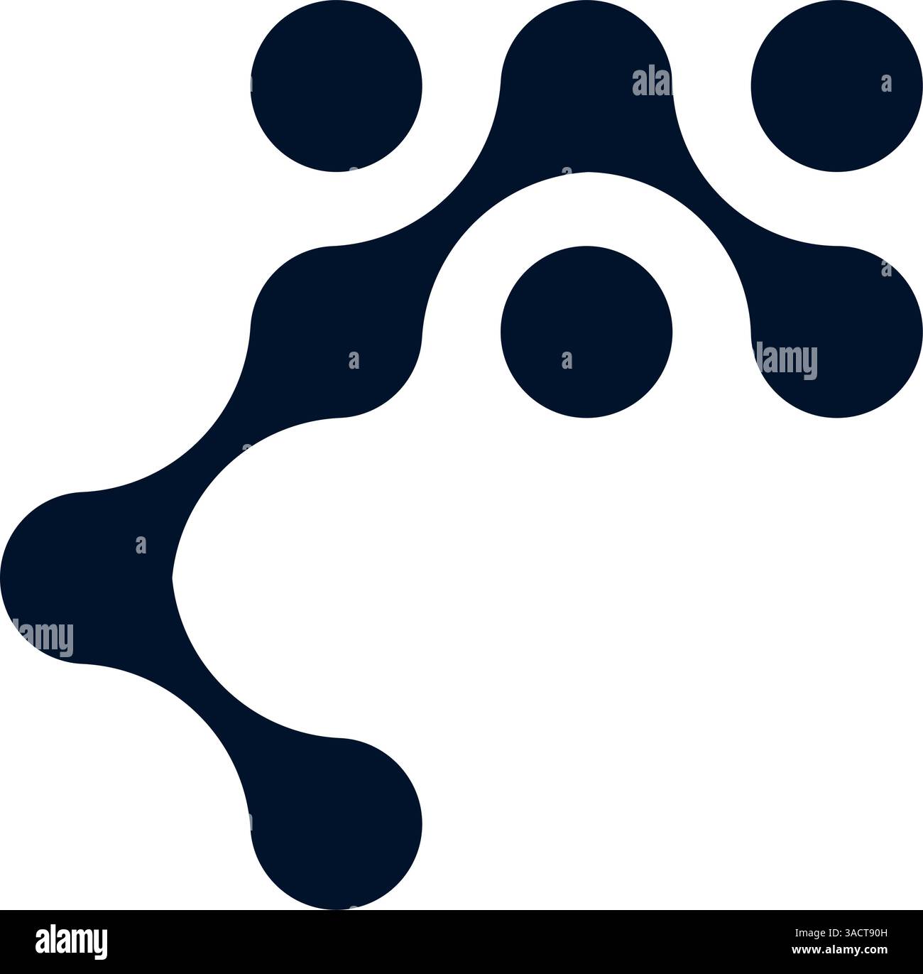Schema di connessione organico con molecole di metaball. Forme geometriche di blob e punti fluidi. Illustrazione vettoriale piatta isolata su sfondo bianco. Illustrazione Vettoriale