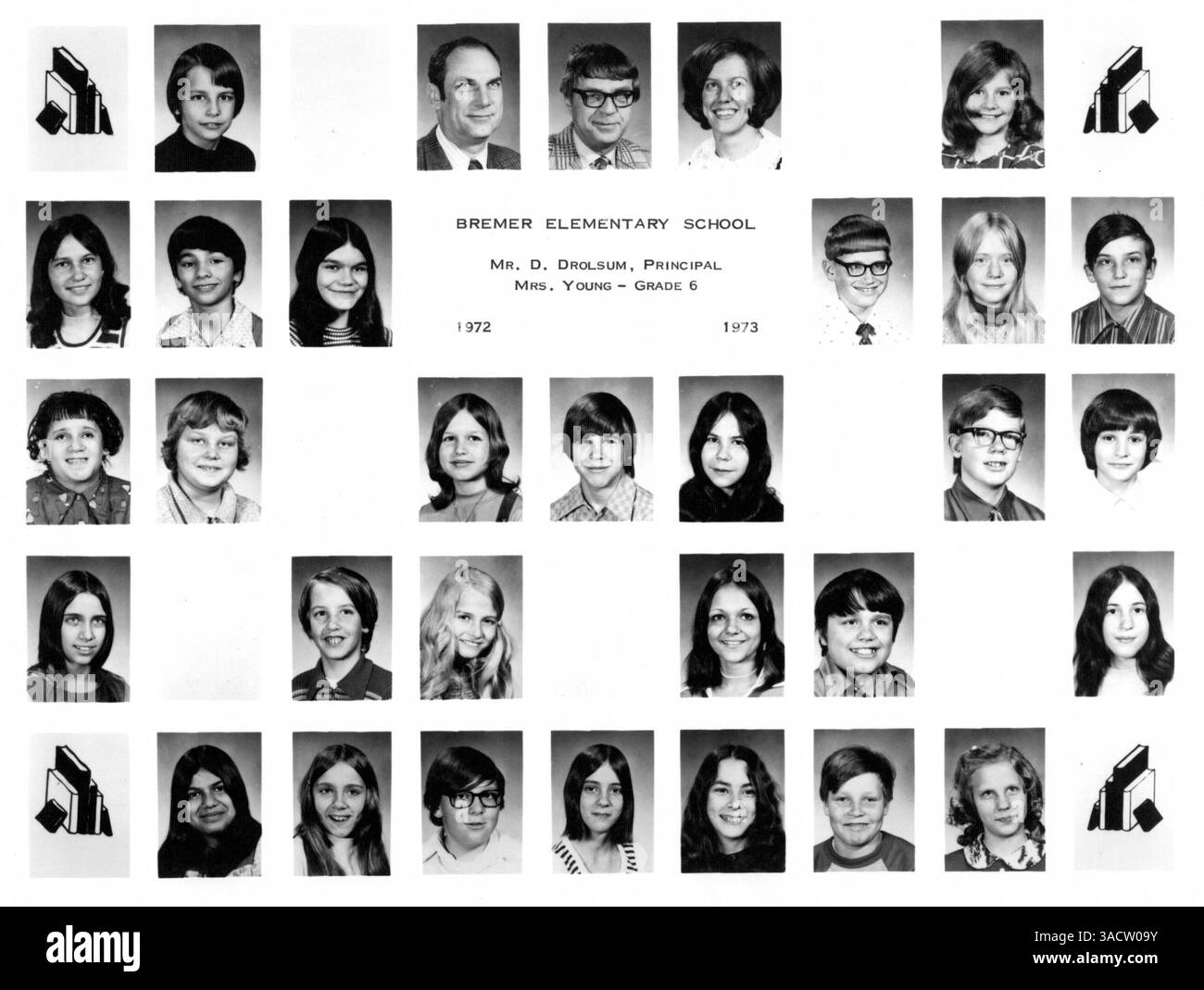 L'annuario elementare Bremer del 1973 presenta le foto delle lezioni dell'anno scolastico 1972-1973, che documentano studenti e insegnanti. Gli studenti non sono nominati. Foto Stock