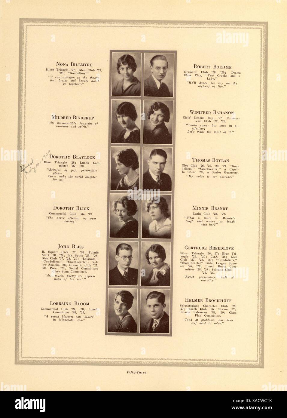 Questo annuario 1929 Polaris riflette l'anno accademico 1928-1929 della North High School, con studenti, insegnanti, club, atletica leggera, e la storia afroamericana all'interno dell'ambiente scolastico. Foto Stock