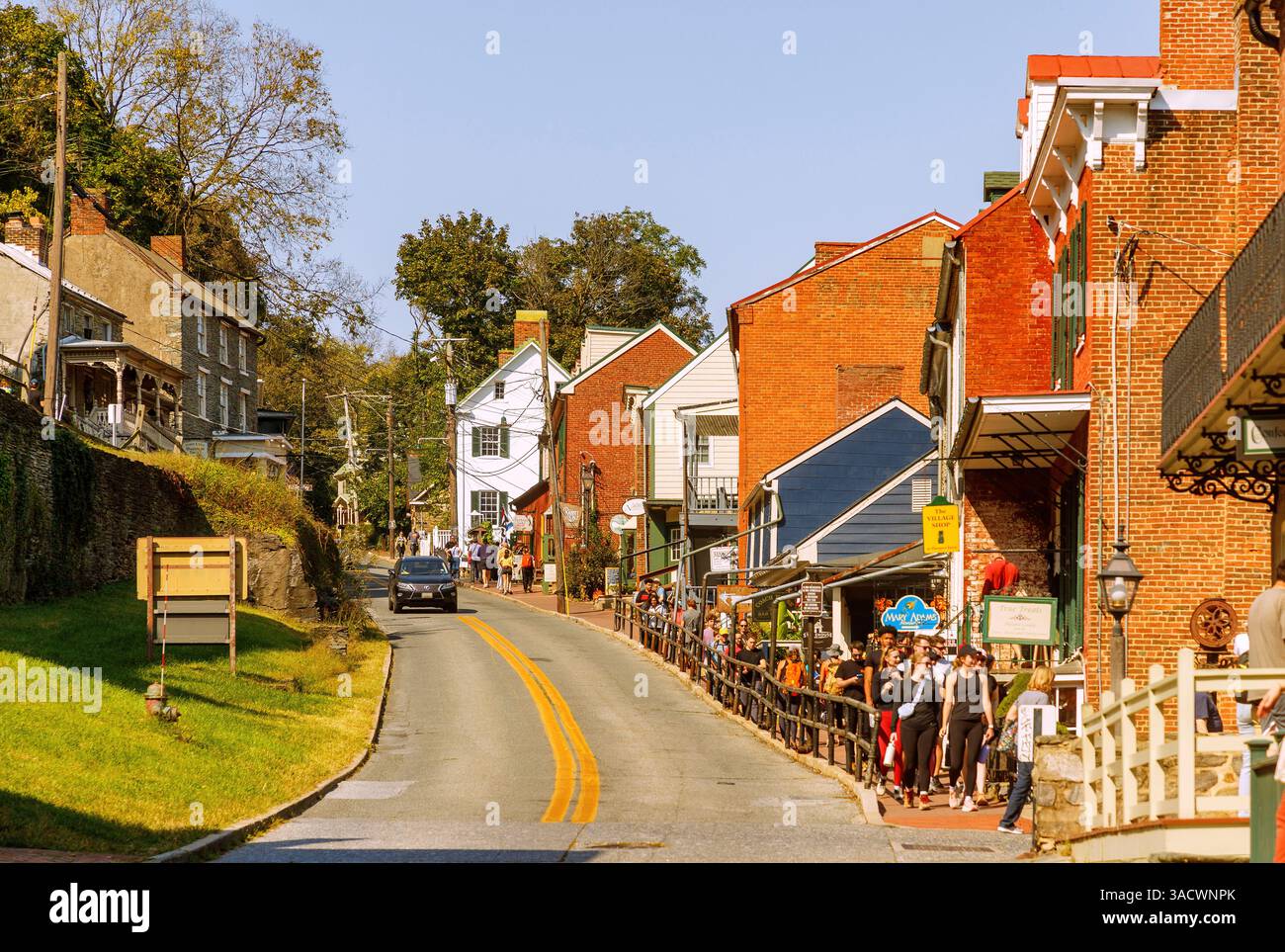 High Street presso l'Harpers Ferry National Historical Park di Harpers Ferry, Jefferson County, West Virginia, Stati Uniti Foto Stock