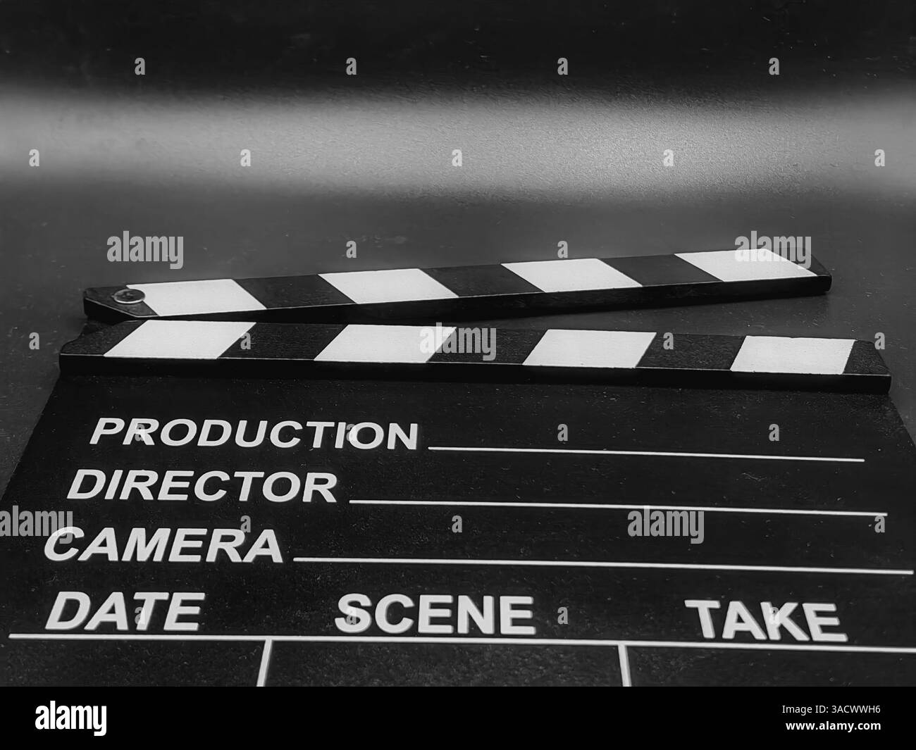 Inizi cinematografici: Primo piano su una lavagna a fogli mobili Foto Stock