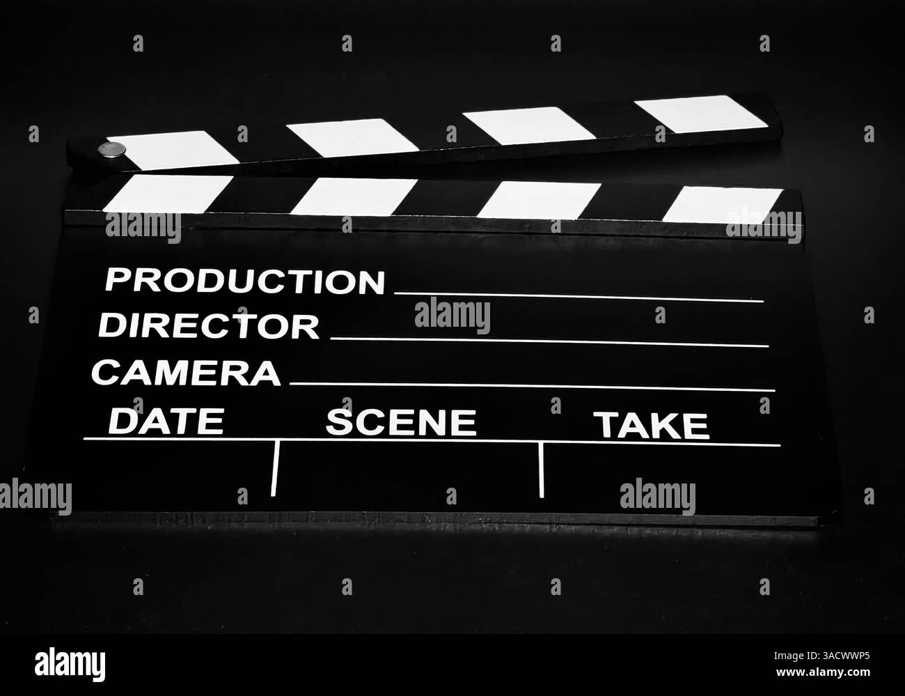 Inizi cinematografici: Primo piano su una lavagna a fogli mobili Foto Stock