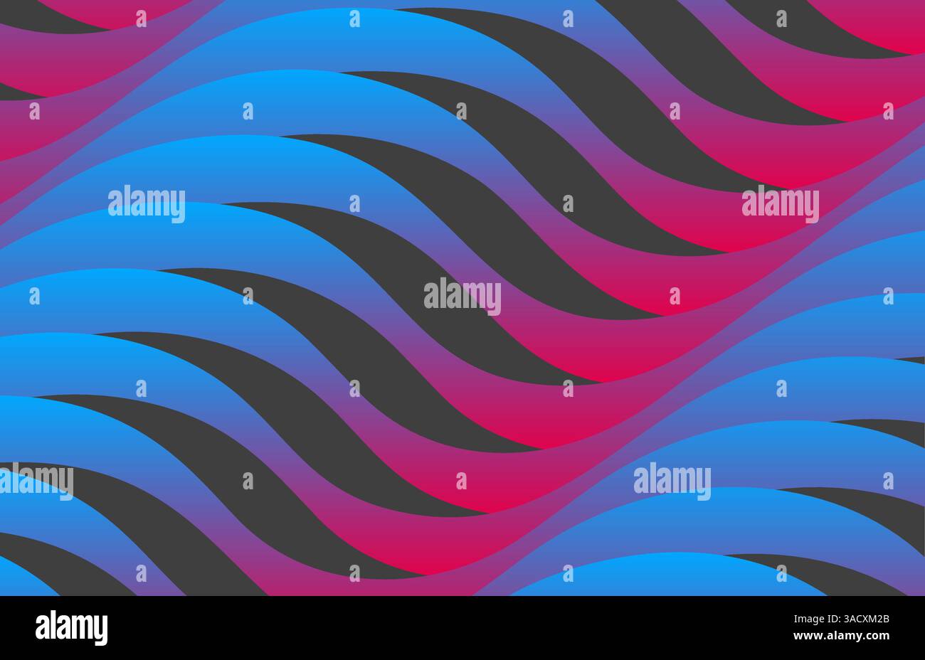 Modello dinamico astratto con nastri curvati ondulati. Design moderno del coperchio. illustrazione vettoriale 3d. Illustrazione Vettoriale
