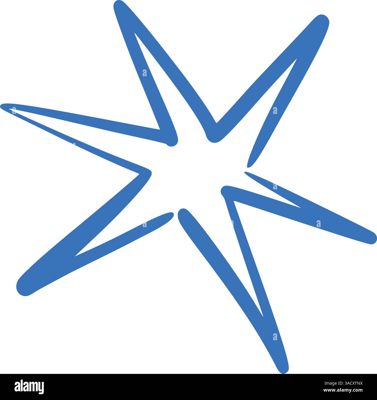 Stelle disegnate a mano blu e giallo con pennello e pastello. Pattern di linee di schizzo, elementi di marcatori grafici. Illustrazione vettoriale piatta Illustrazione Vettoriale