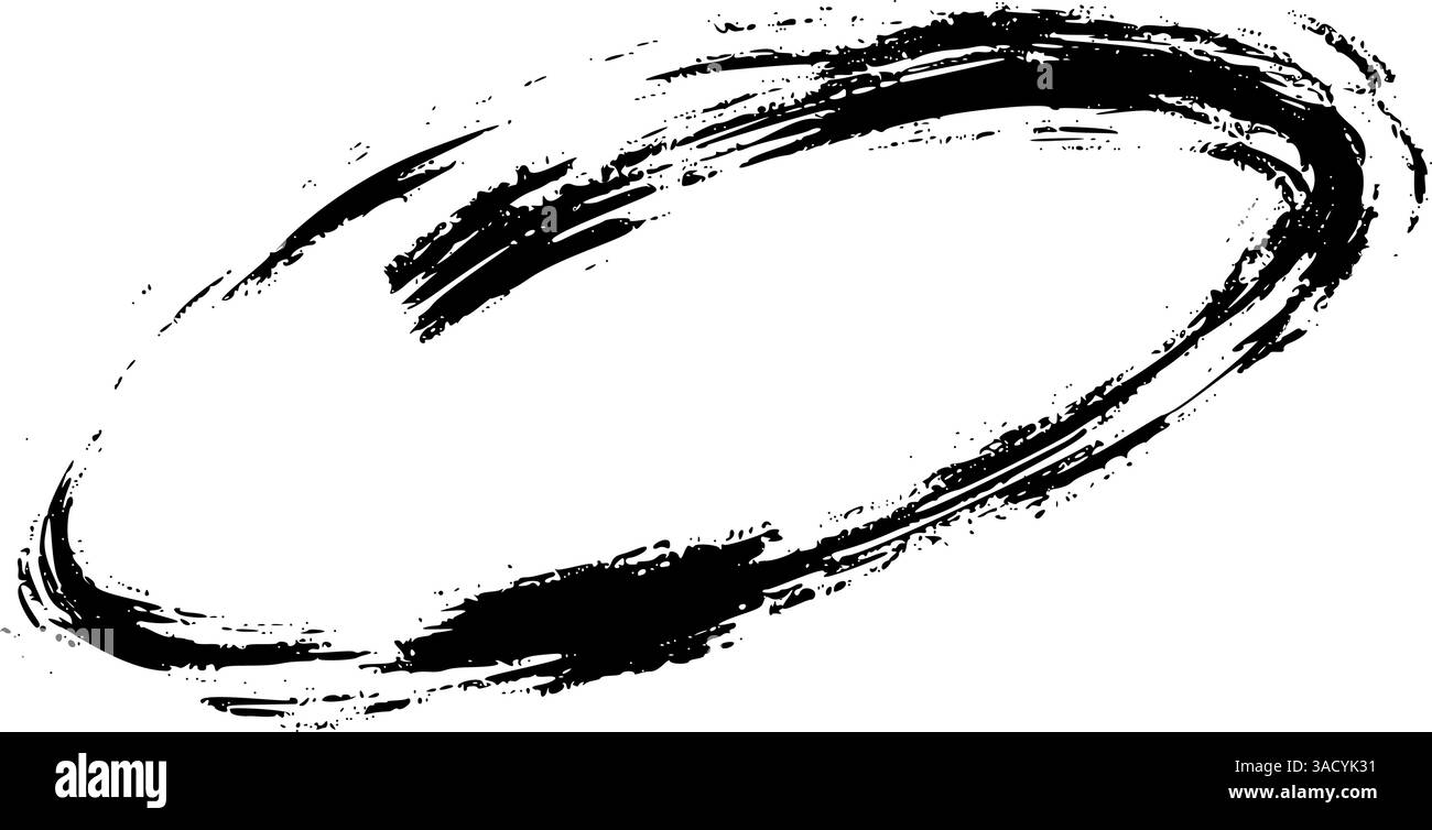 Linee ovali e circolari disegnate a mano con tratti di pennello, penna e pennarello. Lo stile di schizzo evidenzia e sottolinea per enfatizzare. Vettore piatto Illustrazione Vettoriale