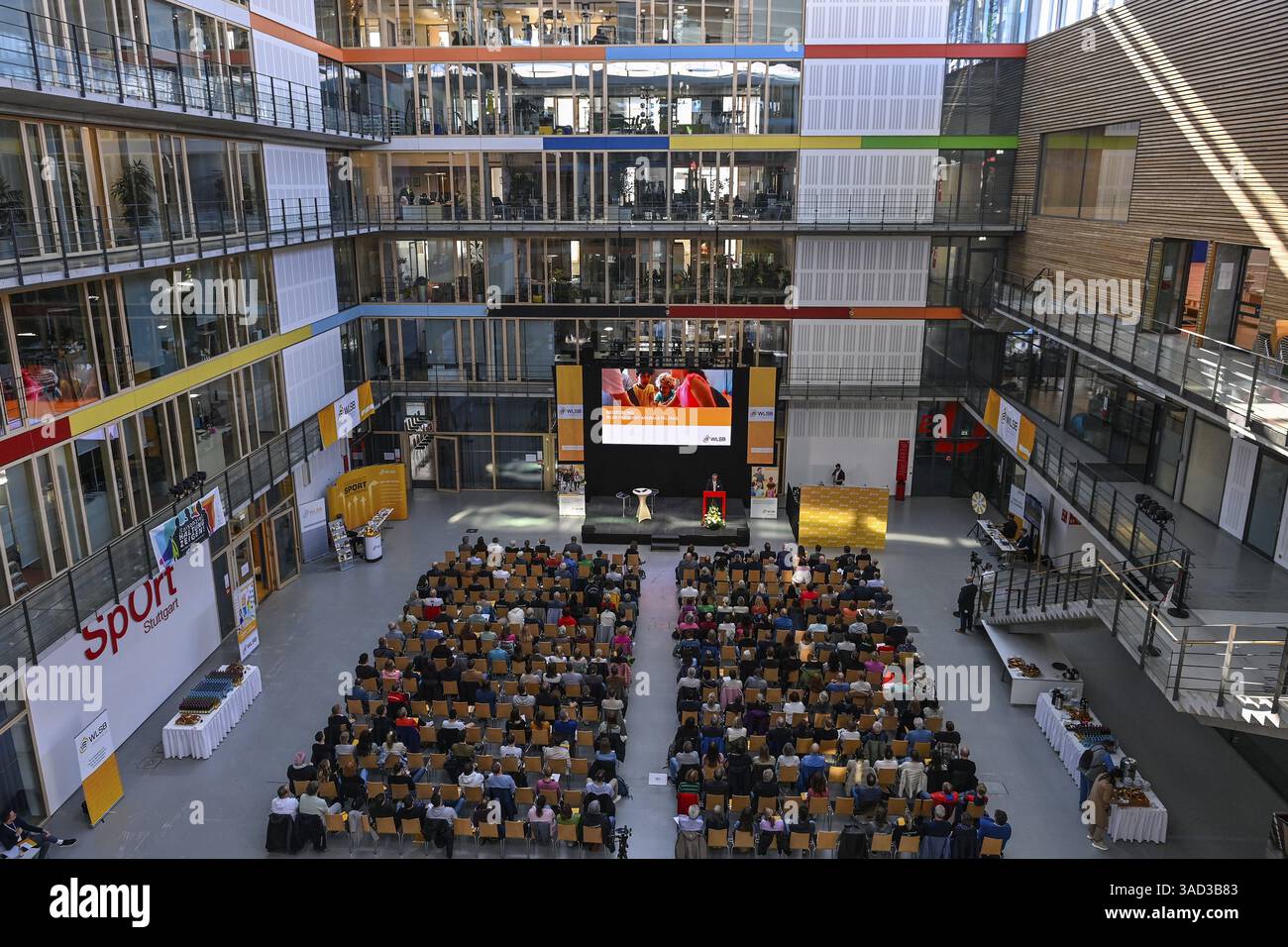 Conferenza WLSB, Wuerttembergischer Landessportbund e.V. Sport, Haus des Sports, Stoccarda, Baden-Wuerttemberg, Germania, Europa Foto Stock