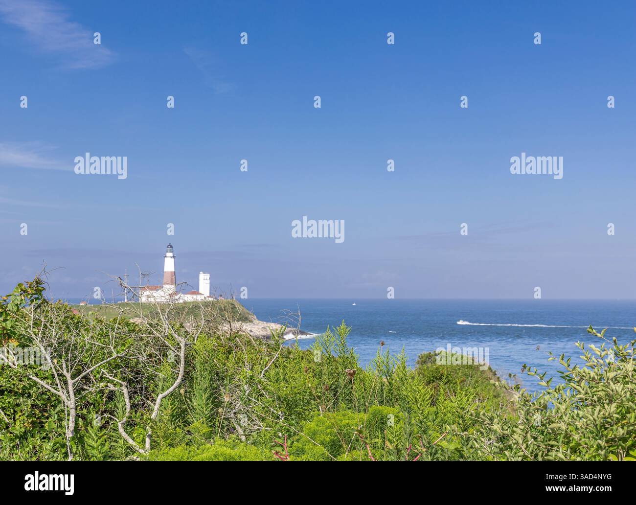 paesaggio estivo con la casa di luce di montauk Foto Stock