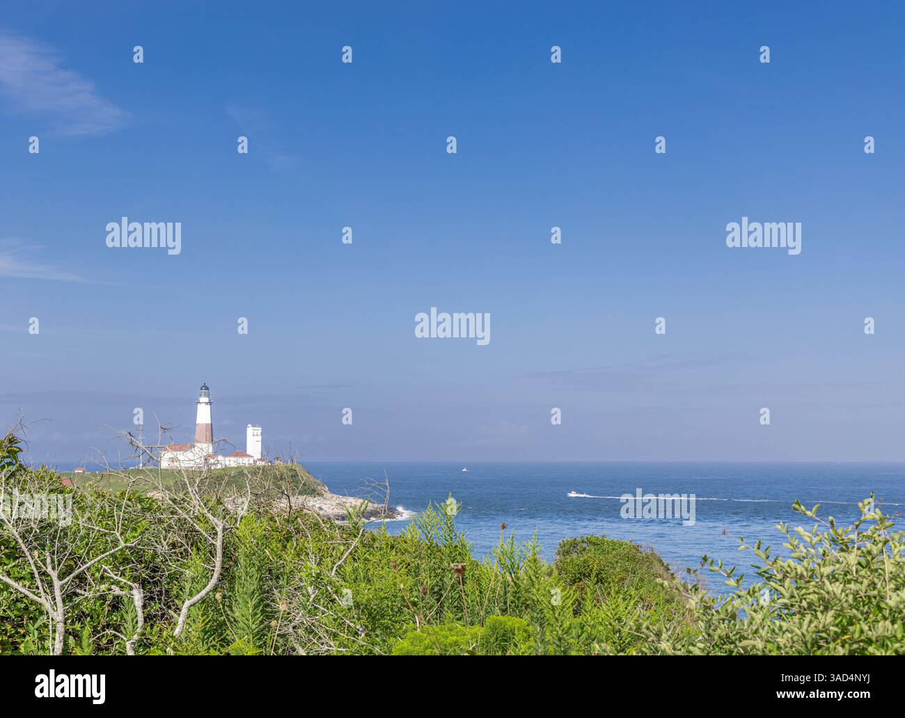 paesaggio estivo con la casa di luce di montauk Foto Stock
