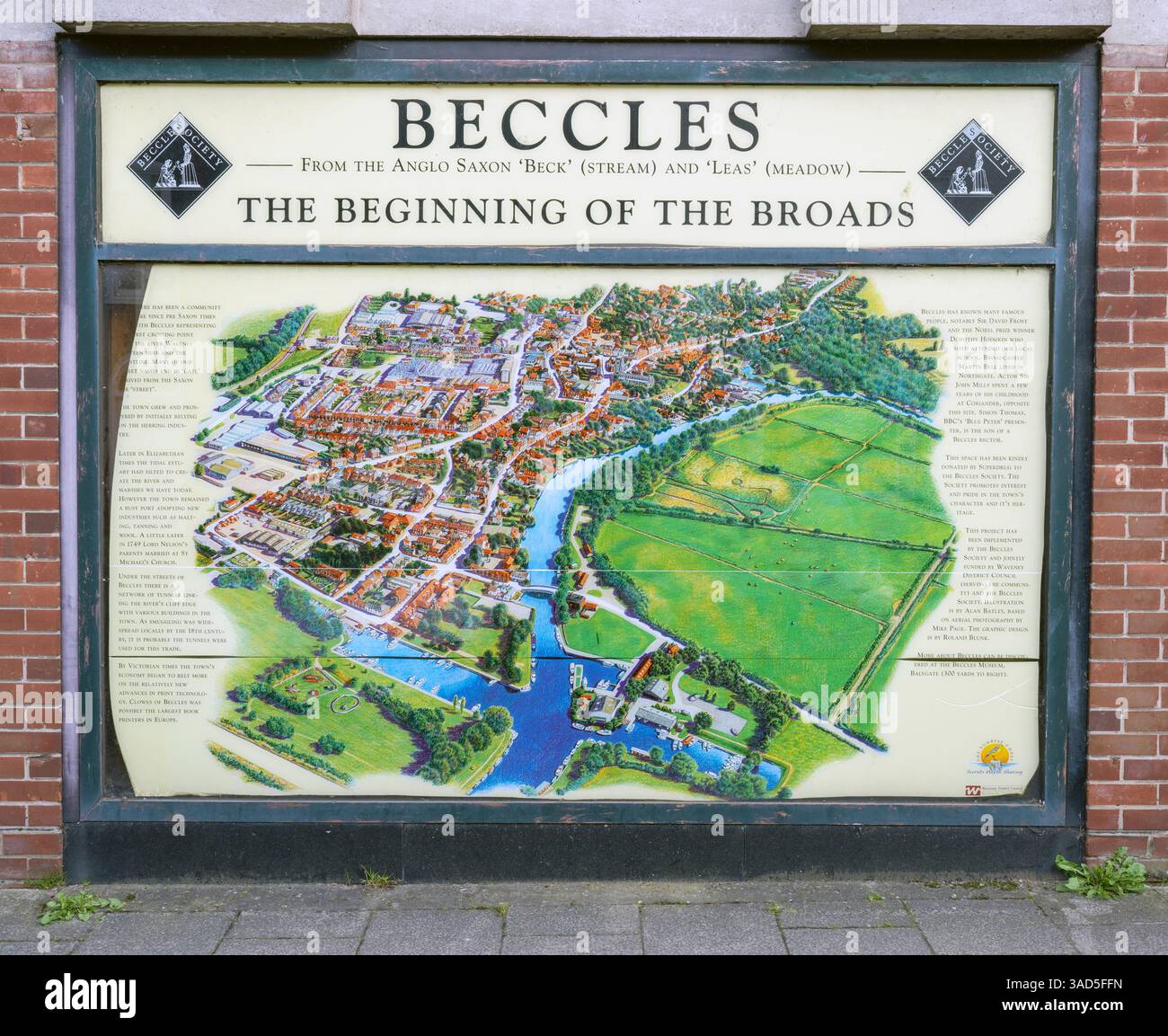 Ufficio informazioni turistiche - cartello - a Beccles, Suffolk, East Anglia, Inghilterra, Regno Unito - l'inizio dei Broads Foto Stock