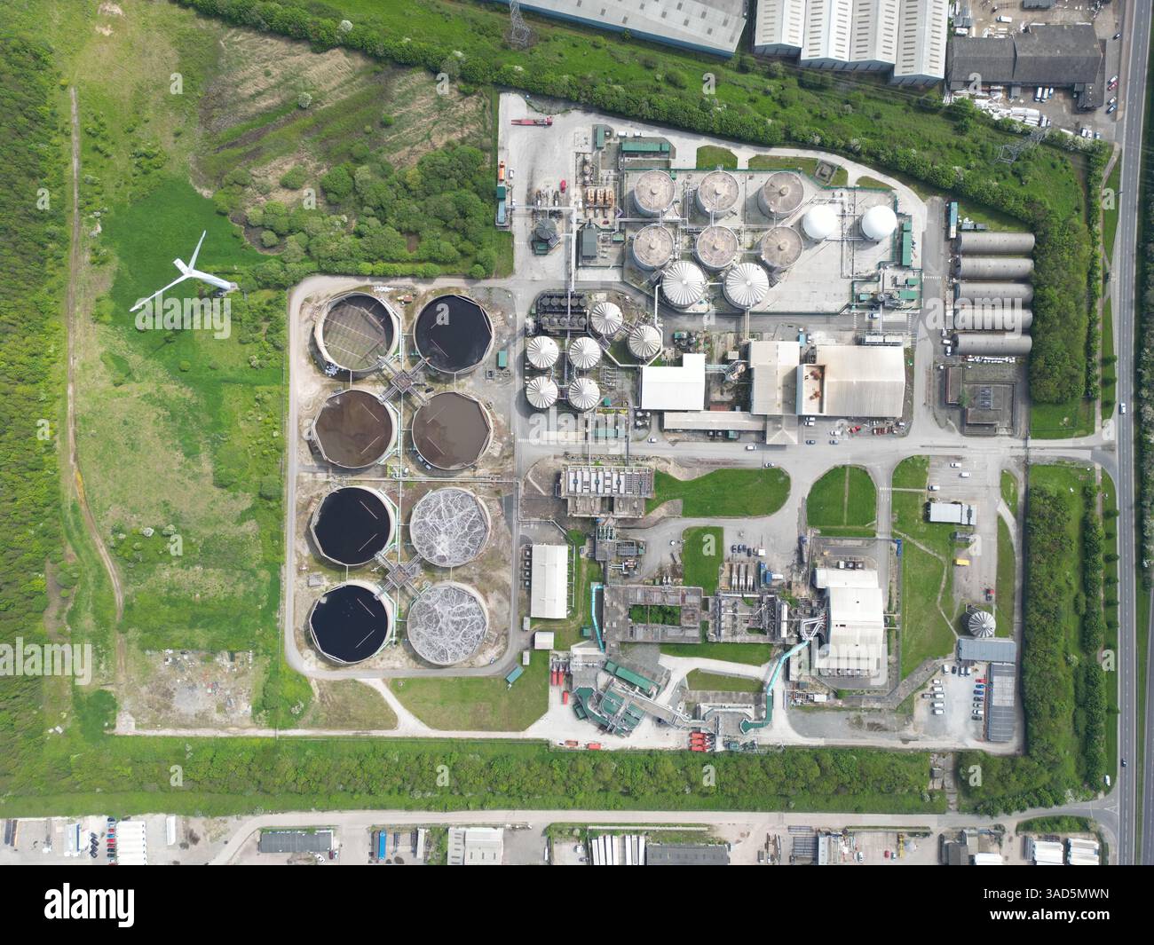 Vista aerea dell'impianto di trattamento delle acque industriali Hull Hedon Road Kingston upon Hull Foto Stock