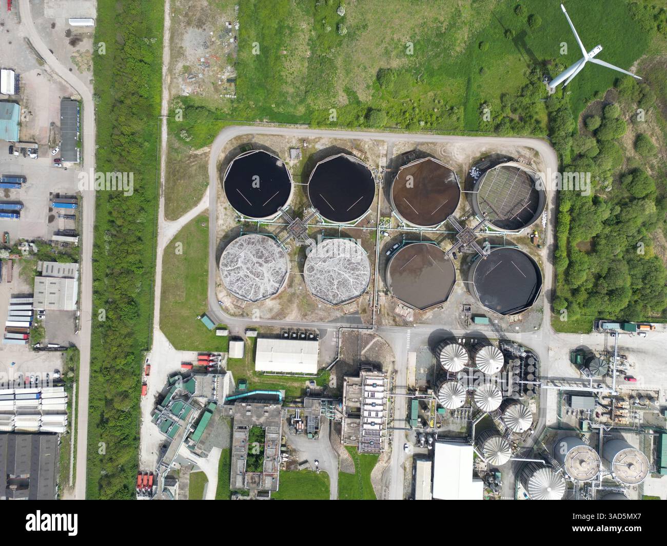 Vista aerea dell'impianto di trattamento delle acque industriali Hull Hedon Road Kingston upon Hull Foto Stock