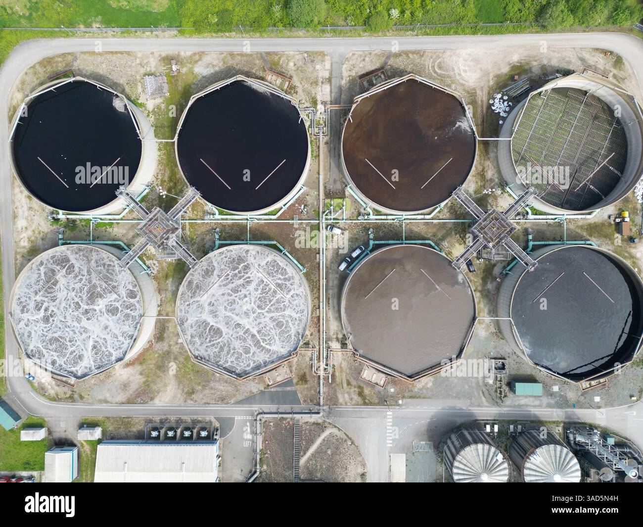 Vista aerea dell'impianto di trattamento delle acque industriali Hull Hedon Road Kingston upon Hull Foto Stock