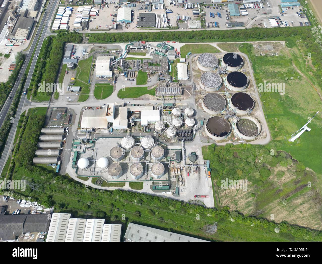 Vista aerea dell'impianto di trattamento delle acque industriali Hull Hedon Road Kingston upon Hull Foto Stock