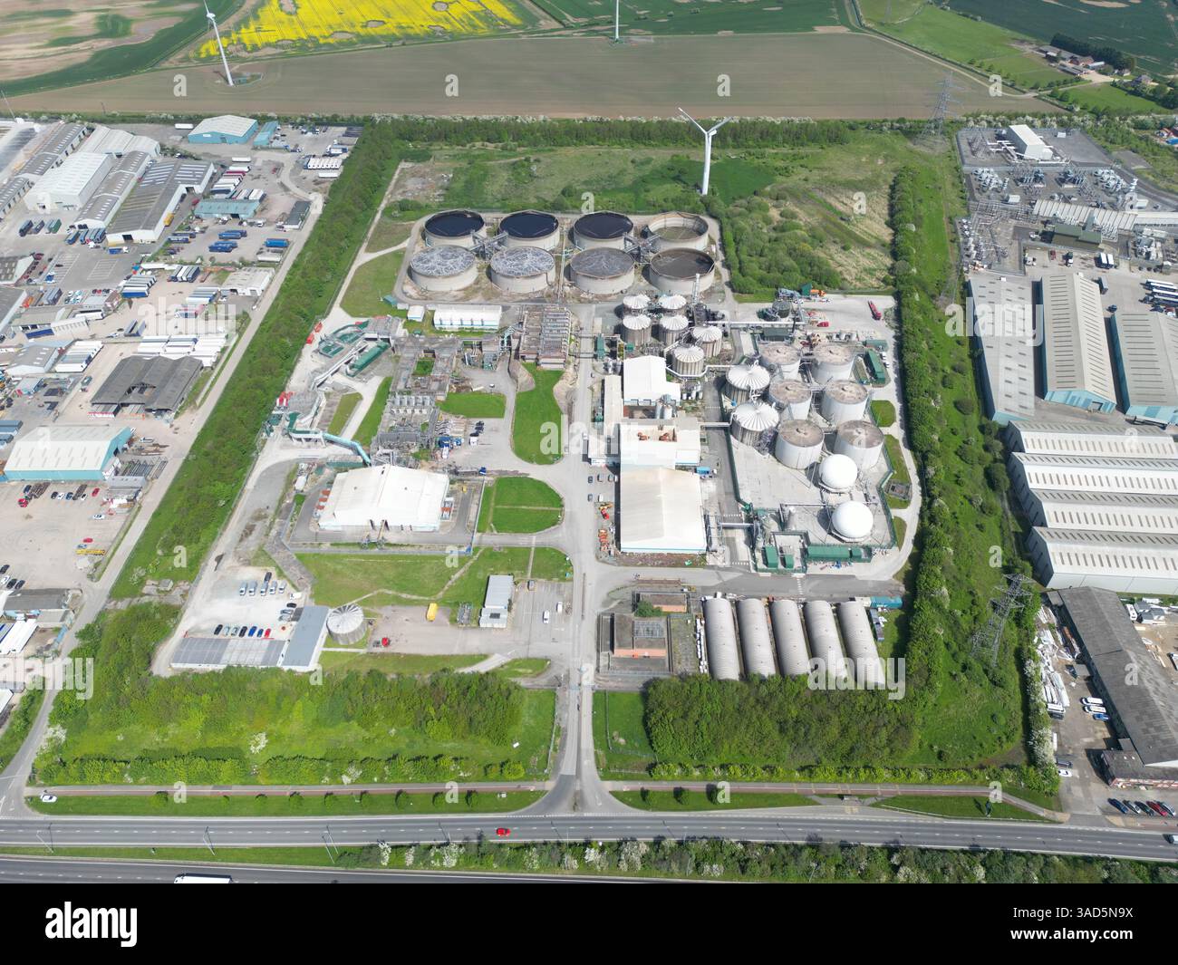 Vista aerea dell'impianto di trattamento delle acque industriali Hull Hedon Road Kingston upon Hull Foto Stock