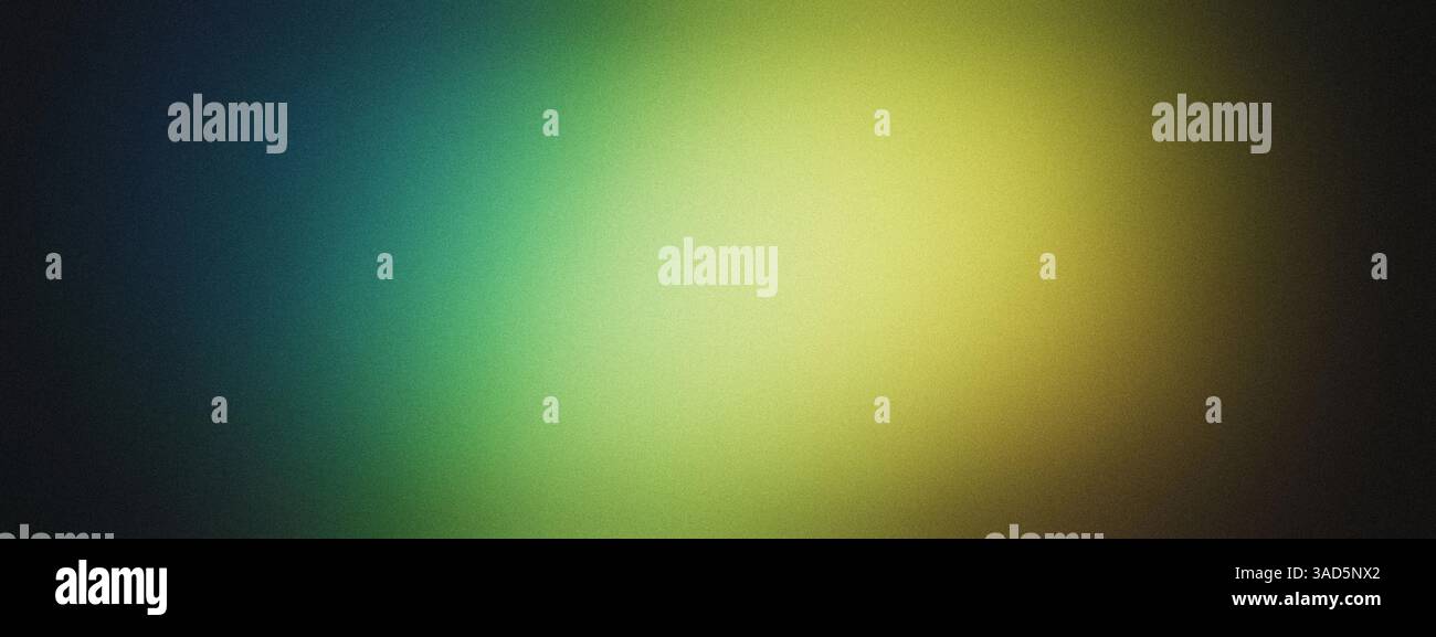 Sfondo sfumato con texture morbida e rumorosa i colori blu, verde e giallo sfocati si fondono in un motivo astratto al centro con bordi neri scuri Foto Stock