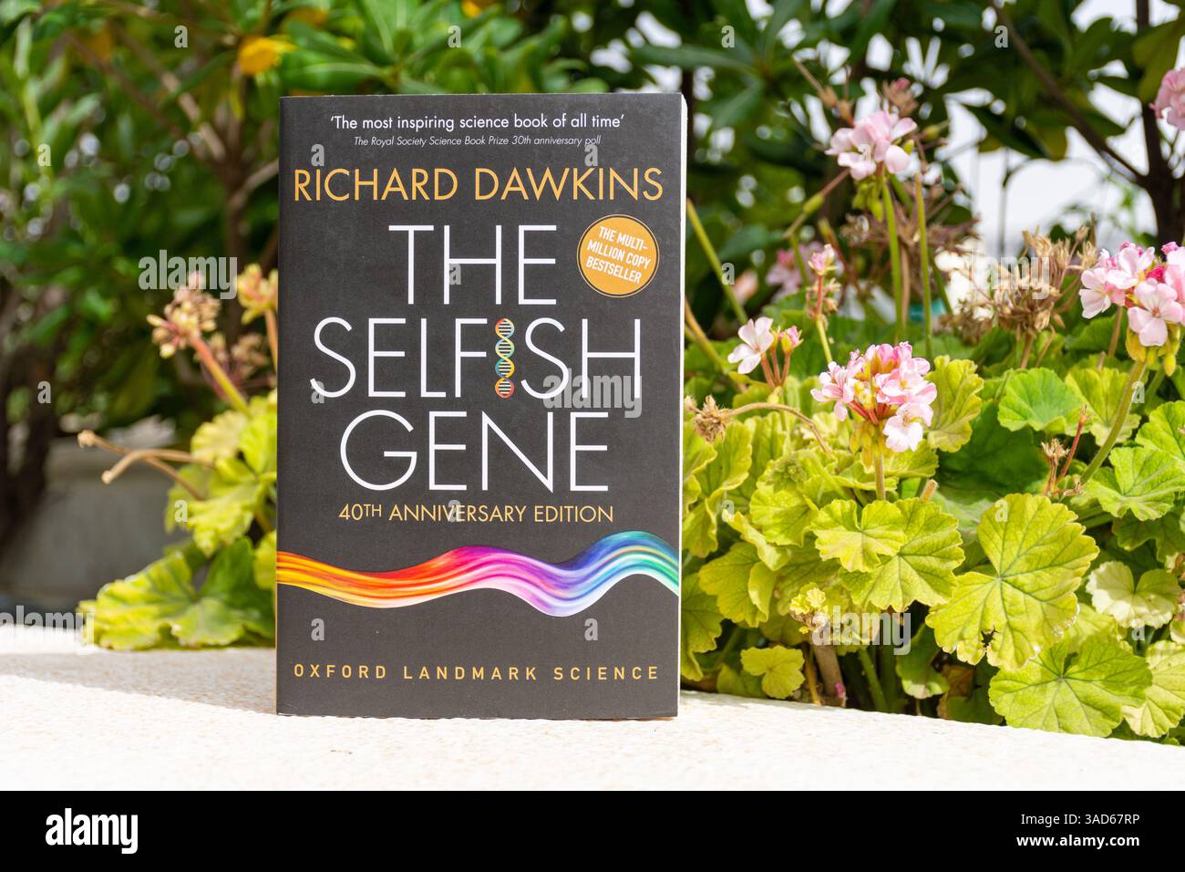 Primo piano del libro The Selfish Gene: 40th Anniversary Edition di Richard Dawkins in the Garden. Foto Stock