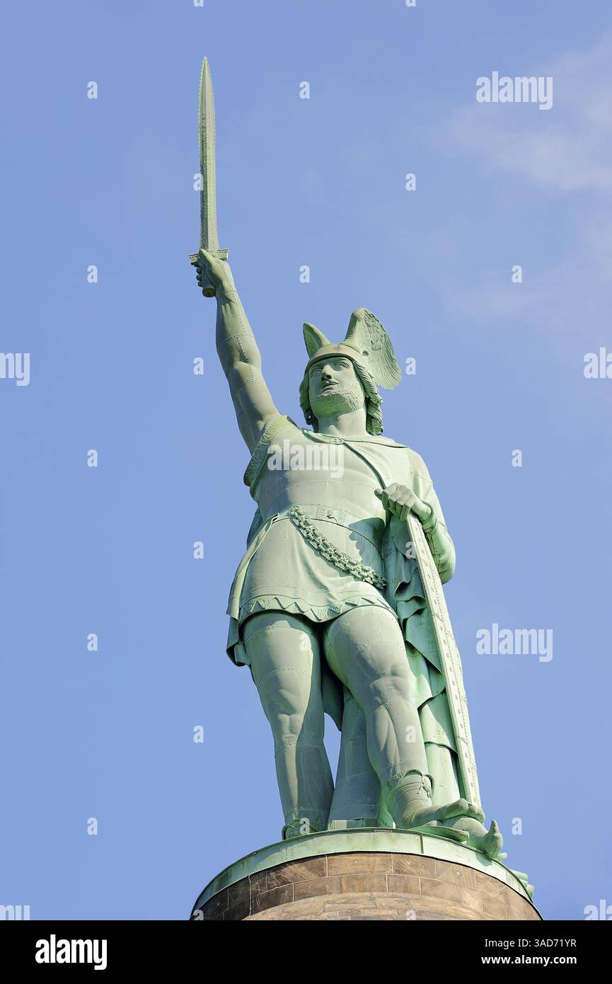 Hermann Memorial, Detmold, Renania settentrionale-Vestfalia, Germania | Hermannsdenkmal von Ernst von Bandel, Detmold, Teutoburger Wald, Nordrhein-Westfalen Foto Stock
