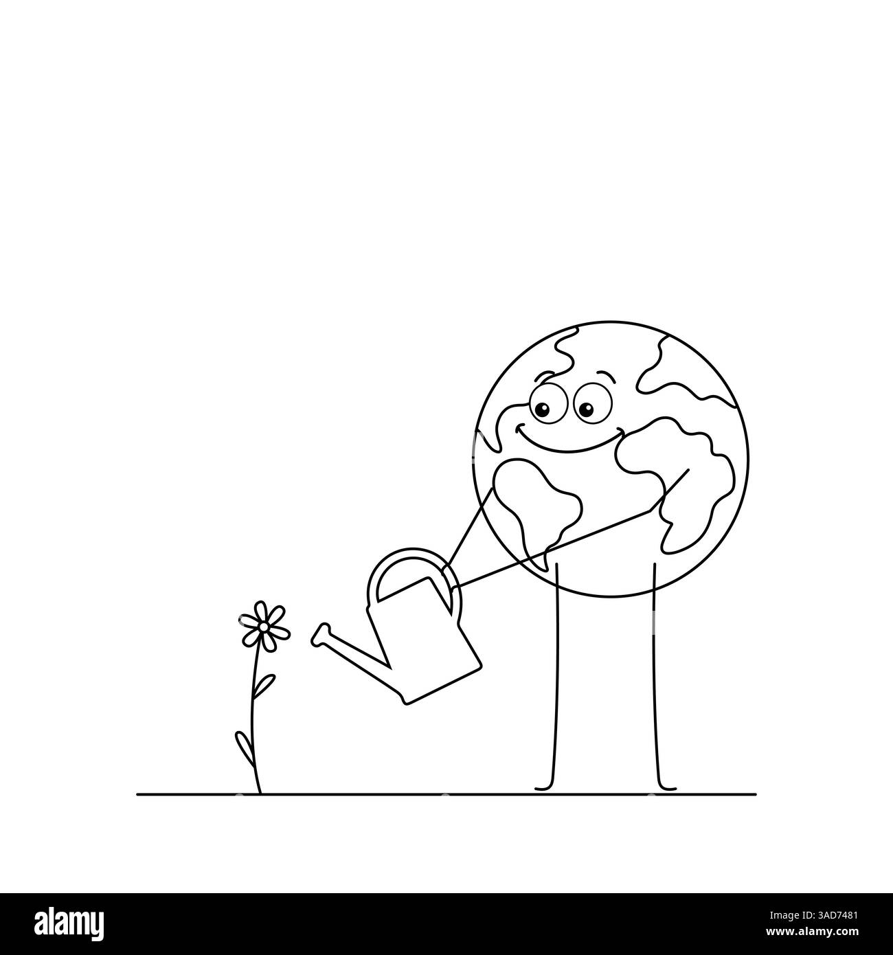 Eco-compatibile, illustrazione dell'innaffiatura di un fiore della terra Illustrazione Vettoriale