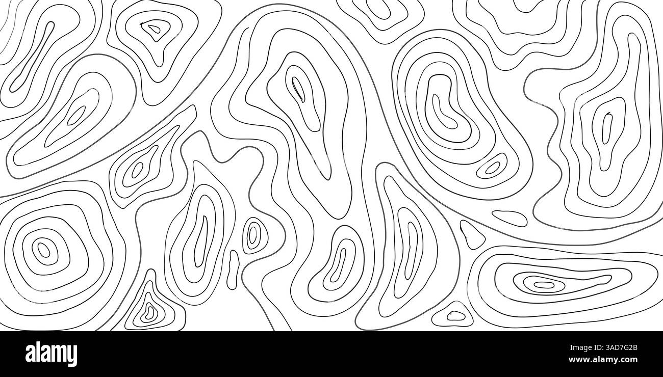 Schema mappa vettoriale topografica. Sfondo della mappa del terreno di montagna astratto con texture della linea di forma astratta. Illustrazione Vettoriale